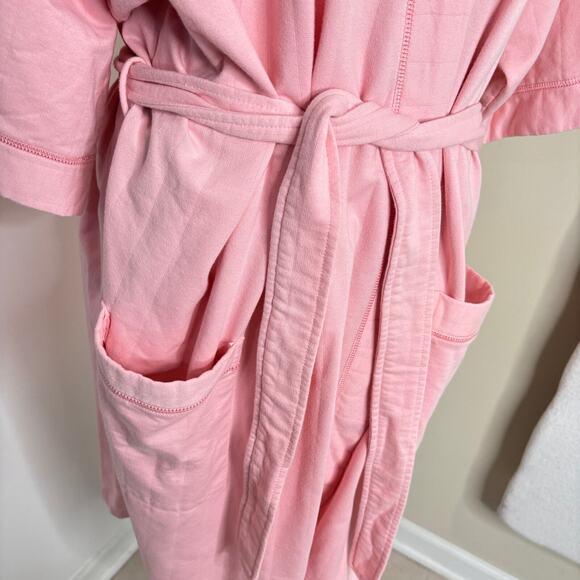 Vtg Amanda Stewart Intimates Robe Womens 2X Pink 3/4 Sleeve Belted Pockets Short - Picture 5 of 9